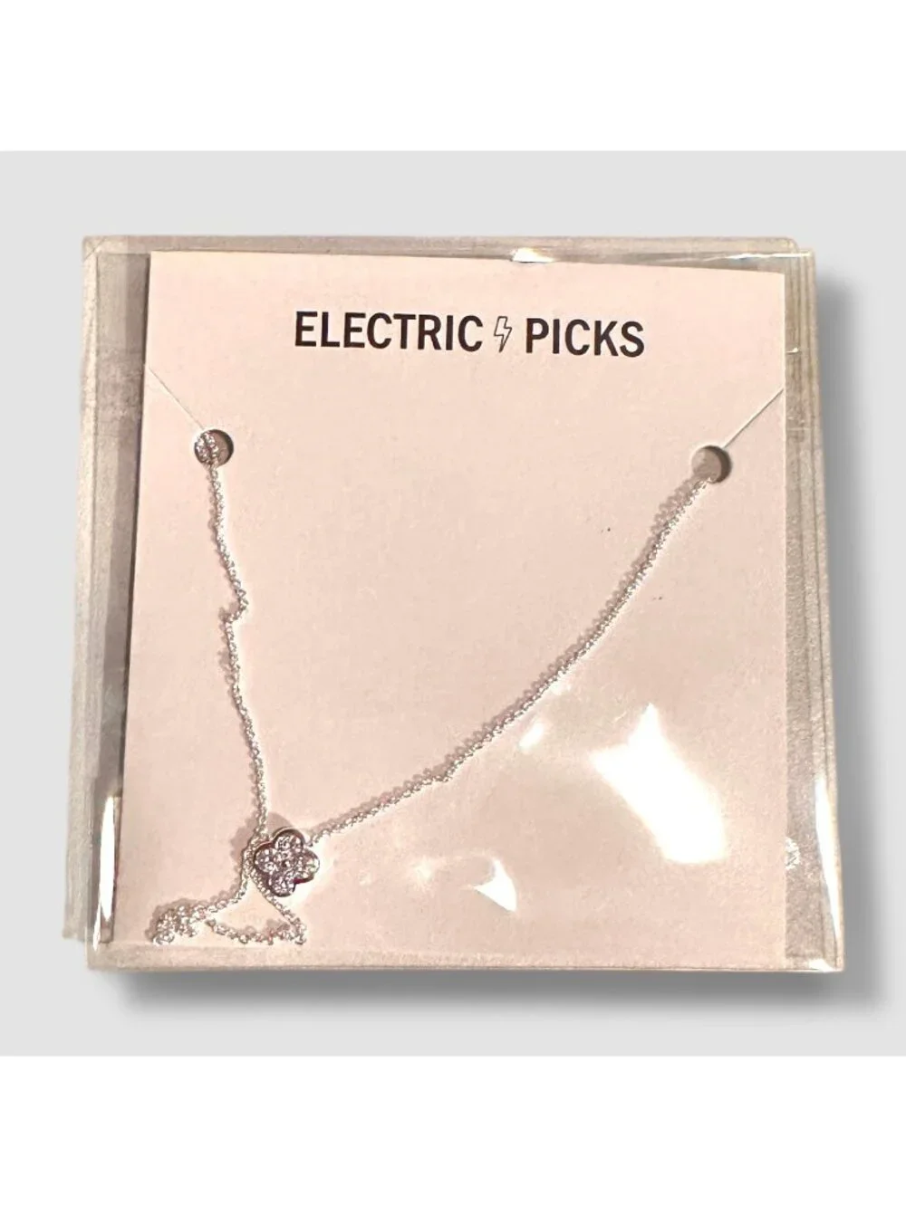 Electric Picks Camilla Necklace Silver Plated Chain With Flower Charm 16in